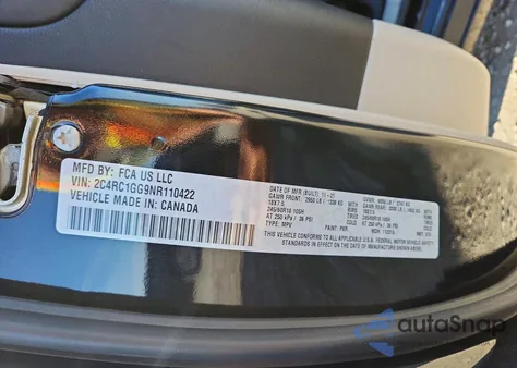 2022 Chrysler Pacifica Limited z USA, uszkodzony, nr VIN 2C4RC1GG9NR110422